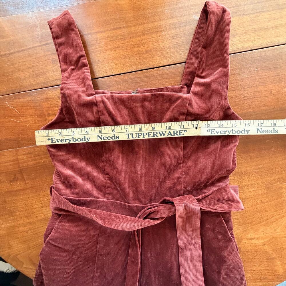 NEW Farrow burnt Orange Corduroy wide-Leg Overalls medium tie waist zip up back - Picture 5 of 7